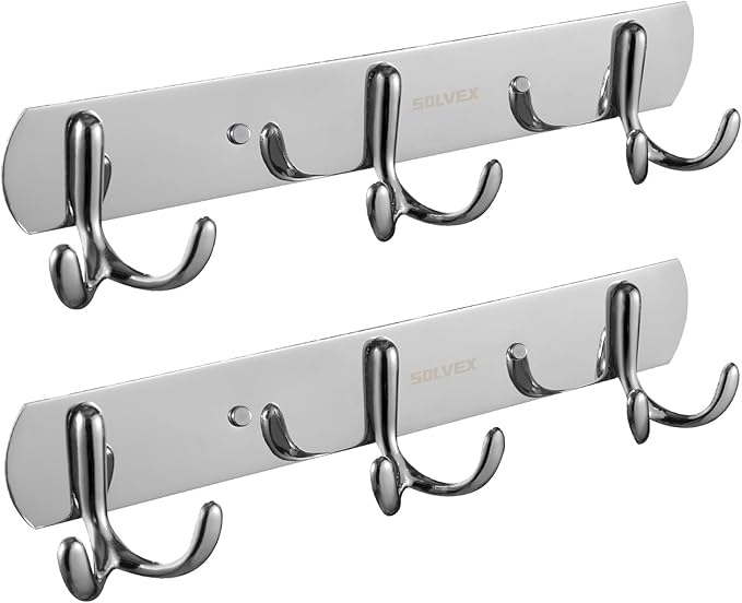 SOLVEX Coat Rack Wall Mount,2 Pack Coat Hooks Wall Mount, Hat Rack Key Holder Bag Hanger for Wall,Wall Hooks for Hanging,Purse Hanger Towel Hooks for Bathroom SP-60301