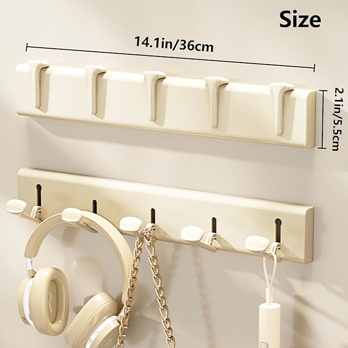 Foldable Coat Rack Wall Mount Hooks Milky White Coat Rack with 5 Hooks Wall Hooks for Hanging Hat Key Bag Towel Coat Holder Towel Hooks for Bathroom Entryway Bedroom Kitchen Utility Room
