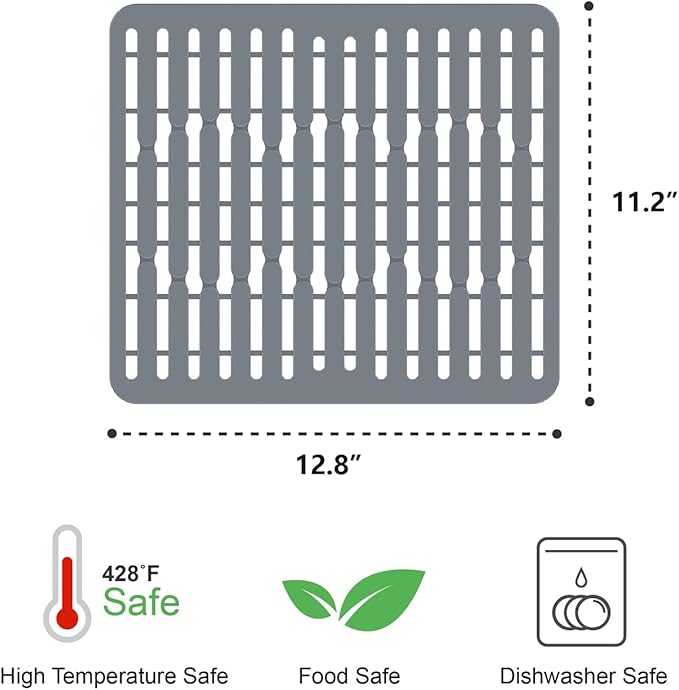 iSPECLE Expandable Dish Drying Rack with Silicone Sink Protector for Kitchen Sink - Heavy Duty Adjustable Over The Sink Dish Drainer, Rust Resistant, Fit for Modern Single & Double Sinks, Black