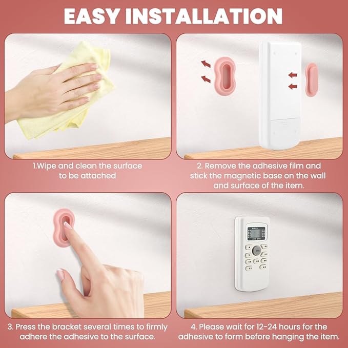 6 Pack Magnetic Remote Control Holder Wall Mount, Silicone Magnetic Organizer Storage Wall Holder No Drill Self-Adhesive for TV, Fan & Air Conditioner Remotes(Color:Multicolour)
