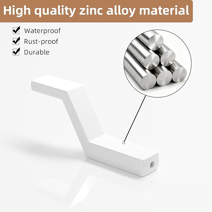 Heavy Duty Wall Hooks for Hanging, 40 lbs Single Coat Hooks & Towel Hooks Wall Mounted, Rust-Resistant Zinc Alloy Hooks for Bathroom, Mudroom, Door, Barn, Farmhouse (2, White)