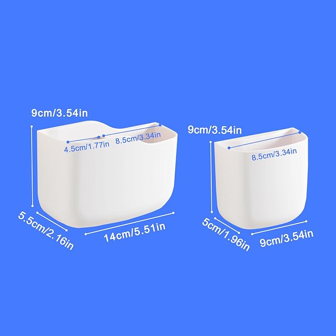 SUNFICON Remote Holder Wall Mount TV FAN Remote Control Holder Bedside Caddy Wall Organizer Phone Holder for Office Adhesive Media Player Controller Holder Box Tray Home Desk Nightstand White 2 Small