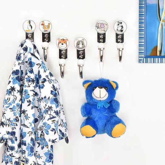 Indian Shelf Pack of 12 Ceramic Wall Hooks Kitchen - Multicolor Kids Mounted Coat Hooks - Ceramic Hanger for Wall - Kids Key Hooks Hanging Keys