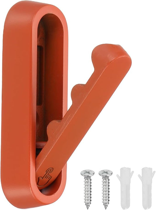 uxcell Foldable Wall Hooks, Aluminum Alloy Heavy Duty Wall Mounted Folding Coat Hooks with Mounting Accessories Space-Saving for Hanging Coat Towels Hat Bags, Oval, Matte Orange