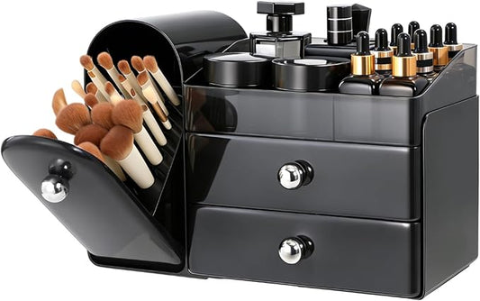 Makeup Organizer,Vanity Organizer with Makeup Brush Holder,Large Skincare Organizers and Bathroom Countertop Organizer,Storage Lipstick,Perfume,Nail Polish,Beauty,Gifts for Women