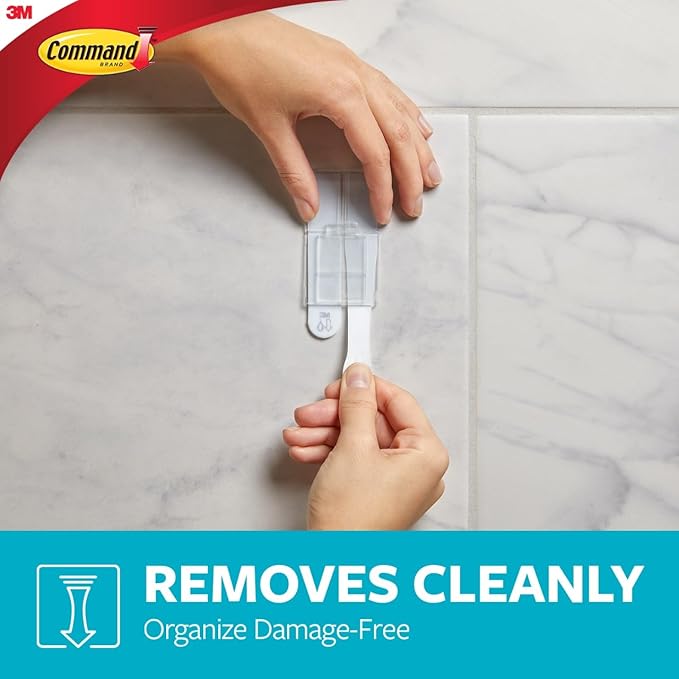 Command Accessory Organizer, Holds up to 2 lb, 3.36" x 3.78" x 4.4" Organizer with 2 Medium Water-Resistant Strips, Satin Nickel, Damage-Free Bathroom Organization