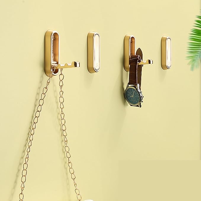 4PCS Folding Coat Hooks, Heavy Duty Wall Hooks Made of Zinc Alloy, Foldable Gold Wall Hooks for Hanging Coats, Scarves, Hats, Bathrobes, Keys, Bags (Gold)