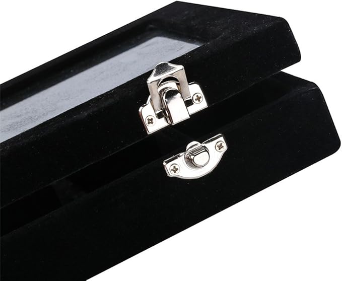 Velvet Glass Jewelry Display Storage Box Ring Earrings Jewelry Box Ring Holder Case, 2 clasps