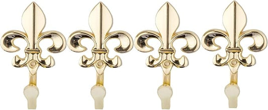 Bathroom Towel Hooks, Decorative Wall Hooks Coat Hooks Heavy Duty Metal Hooks Wall Mounted Hanging Hooks for Hanging Key Purse Robe Hat Scarf Belt Handbag Cup Mug 4 Pack (Gold)