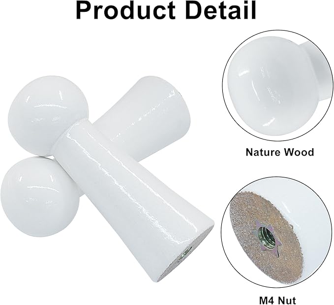 10Pcs Wooden Screw-On Hooks, Solid Wooden Wall Hooks Screw-On Coat Hooks, DIY Wood Coat Hooks for Hanging Jacket/Towel/Mug/Clothes Crafts(Style-3,White)