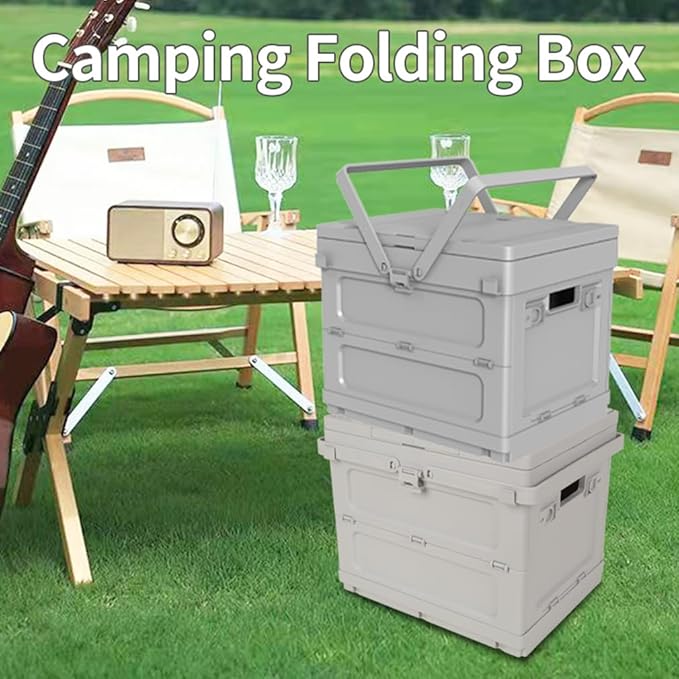 2-in-1 Foldable Storage Box & Table | Collapsible Organizer for Home, Camping & Markets ABS+PP Composite | DIY Stickers Included