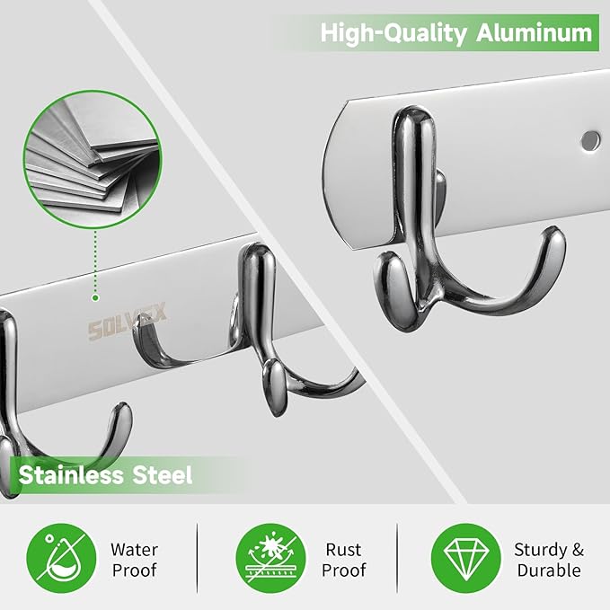 SOLVEX Coat Rack Wall Mount,2 Pack Coat Hooks Wall Mount, Hat Rack Key Holder Bag Hanger for Wall,Wall Hooks for Hanging,Purse Hanger Towel Hooks for Bathroom SP-60302