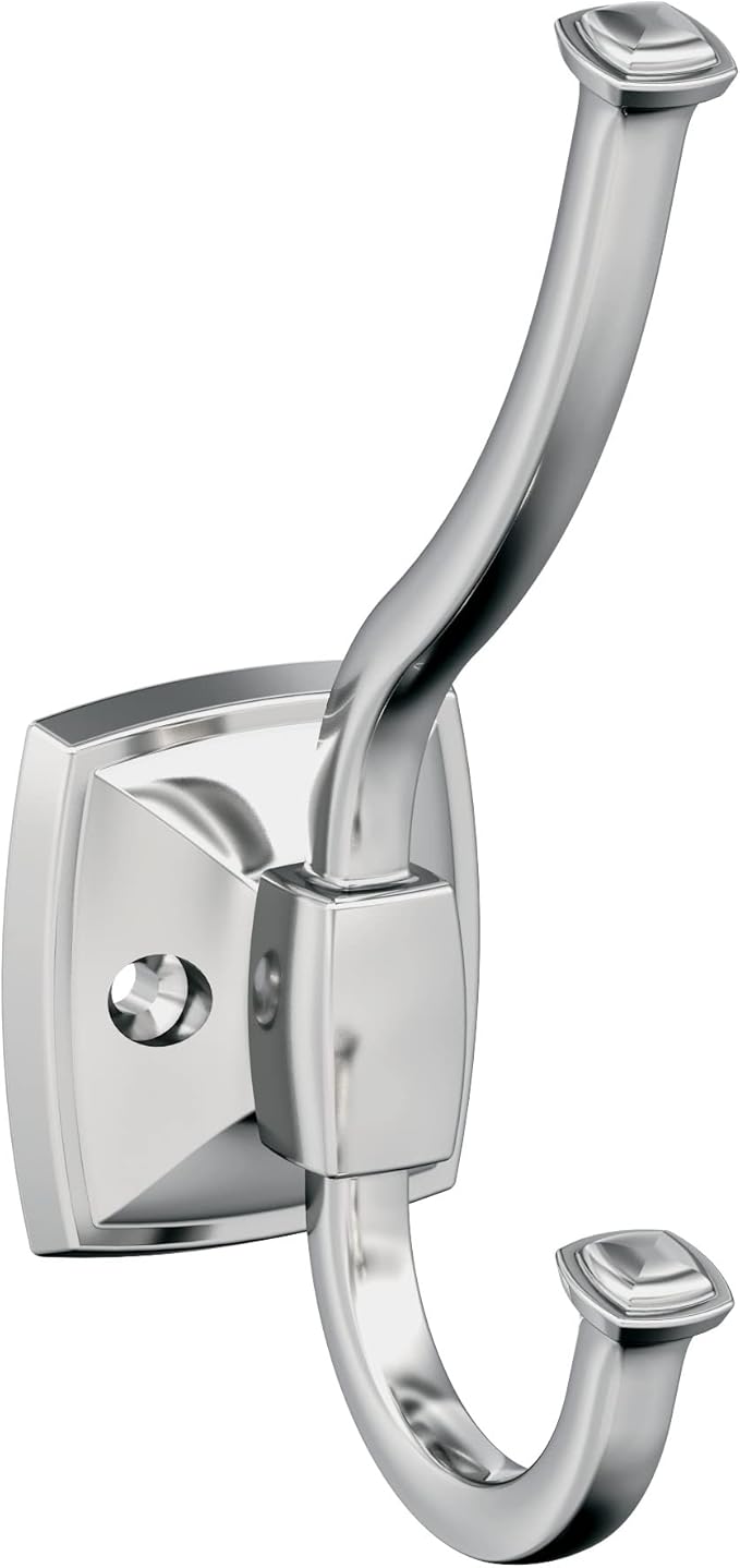 Amerock H3700226 | Kinsale Double Prong Decorative Wall Hook | Polished Chrome Hook for Coats, Hats, Backpacks, Bags | Hooks for Bathroom, Bedroom, Closet, Entryway, Laundry Room, Office
