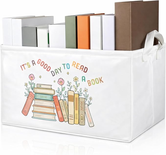 Marsui Book Lover Gifts It's a Good Day to Read Book Storage Basket to Be Read List Storage Bin Bookish Accessories Bookworm Gift for Club Members Student Teacher Reading Accessories
