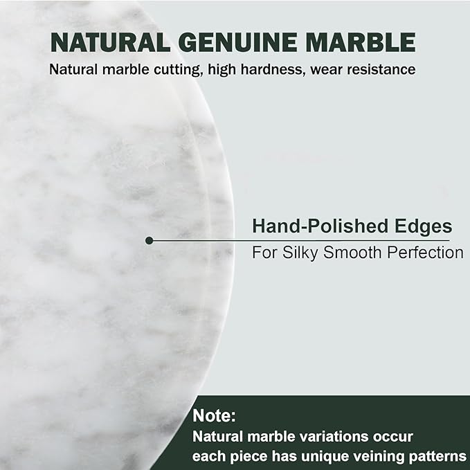 Natural Marble Decorative Tray for Bathroom Bedroom Kitchen Dresser, 11â Round Vanity Trays for Jewelry, Perfume, Cosmetic, Candle, Countertop Storage Organizer for Home Decor White, Arabescato