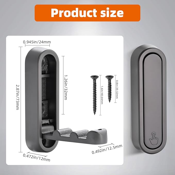 Folding Wall Hooks, 4pcs Foldable Coat Hooks, Heavy Duty Folding Hook for Hanging Coats Towel Hat Backpack, Gray
