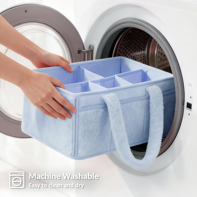luxury little Soft Baby Diaper Caddy Organizer, Nursery Storage Basket with Removable Divider, Portable Baby Diapers Basket, Gifts for New Parent, Baby Shower, Newborn Must-Have Essentials, Baby Blue