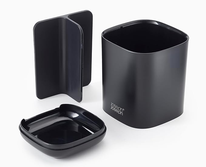 Joseph Joseph Easy-Store - Toothbrush Holder Caddy, Bathroom Storage, Compact, Matt Black