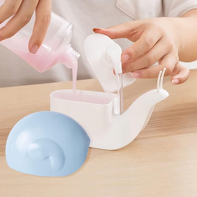 Hand Soap Dispenser 120ml Plastic Snail Soap Dispenser Kids Cute Pump Liquid Sanitizer Bottle Funny Cartoon Animal Countertop Dispenser for Bathroom Kitchen Office Toilet Hotel (Blue)