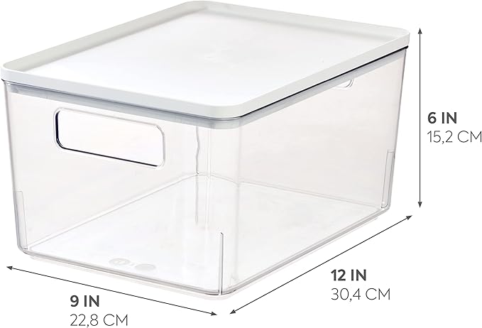 iDesign Pantry Bin with Removable Lid - Plastic Storage Bin with Handles - Clear/White