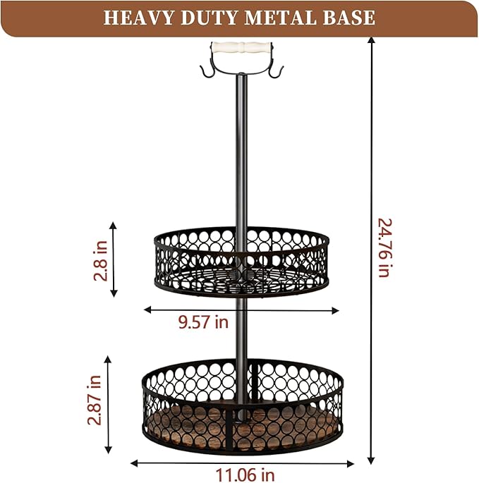 Heavy-Duty 2 Tier Lazy Susan Organizer, Upgraded DIY 3-in-1 Design Detachable Metal Rotating Spice Rack, Spice Organization for Kitchen Cabinet Countertop