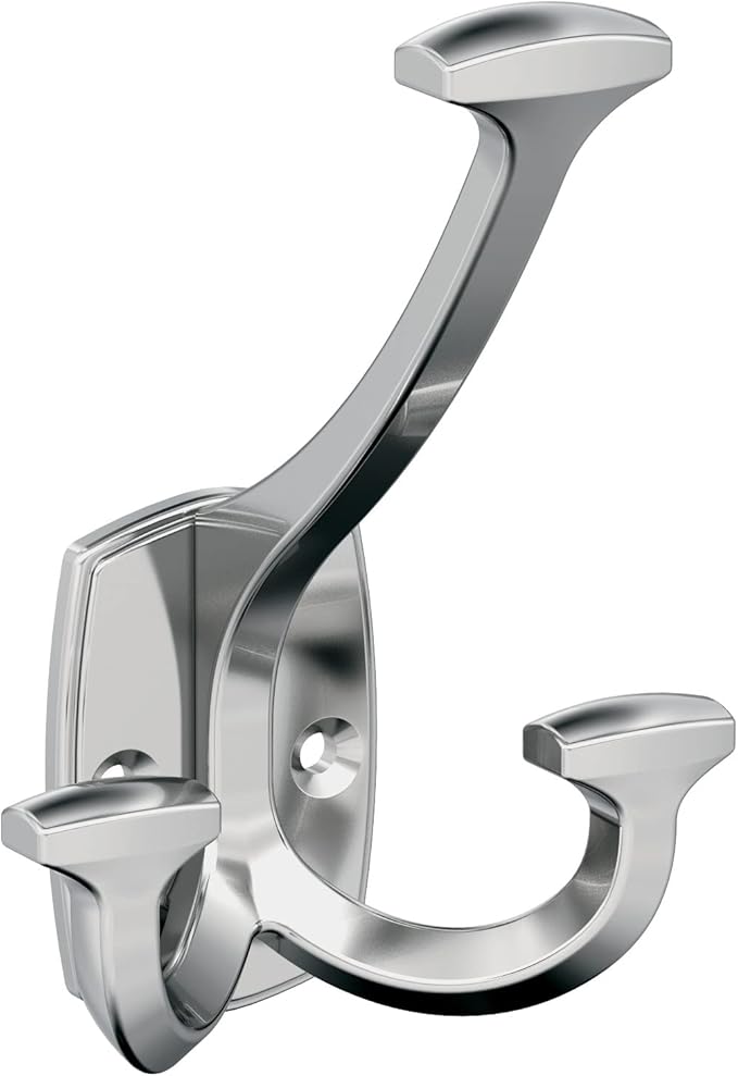 Amerock H3700426 | Vicinity Triple Prong Decorative Wall Hook | Polished Chrome Hook for Coats, Hats, Backpacks, Bags | Hooks for Bathroom, Bedroom, Closet, Entryway, Laundry Room, Office