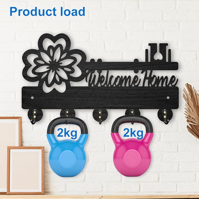 MAYJOYDIY Vintage Flower Key Holder for Wall 11.8×6.7inch Decorative Welcome Home Key Hooks 5 Alloy Hooks Key Hanger for Entryway Hallway Gift
