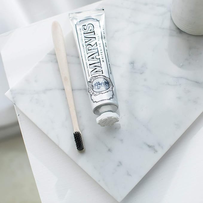 Large Marble Bathroom Tray for Counter White Vanity Tray for Home Decor/Kitchen/Dresser, Guest Towel Holder Tray Napkin Holder for Bathroom, Non-Resin/Non-Ceramic