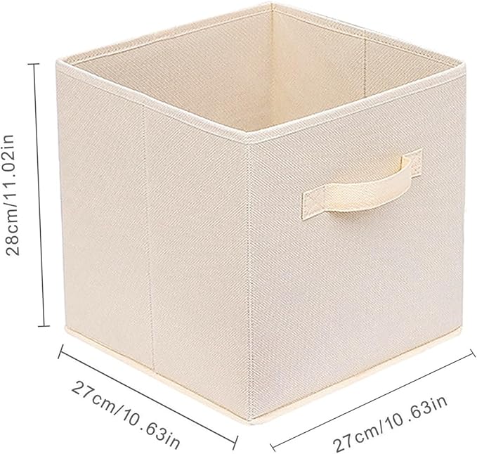 Basics Fabric Clothing Storage Bins - 10.6" x 10.6" x 11" - Collapsible Storage Cubes Organizer with Handles, Linen Foldable Storage Baskets Cloth Box Containers, Closet Organizers