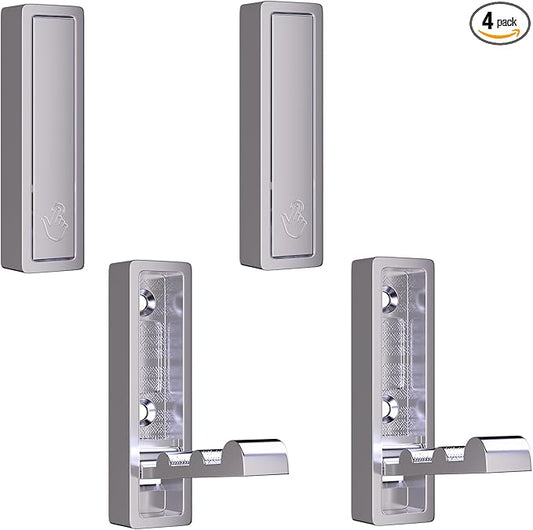 Wall Hooks for Hanging Coat, Heavy Duty Metal Hooks with Folding Storage Foldable Wall Hooks for Entryway Bathroom Kitchen Bags Towels Closet, 4Pcs Silver
