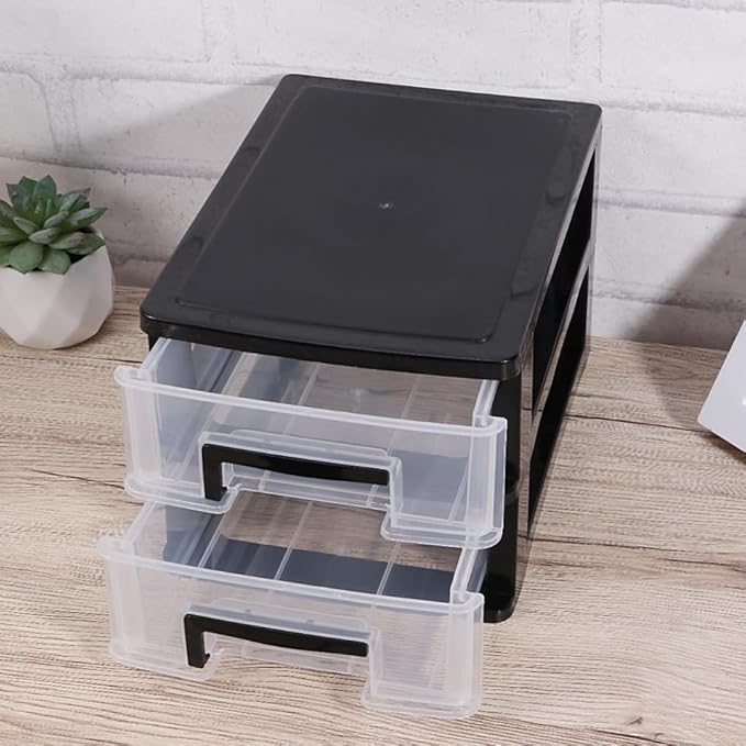 STOBAZA Double Layer Plastic Storage Drawer Cabinet 8.30X5.98X5.19In Portable Desktop Organizer for Office Study Kitchen Multifunction Storage Rack