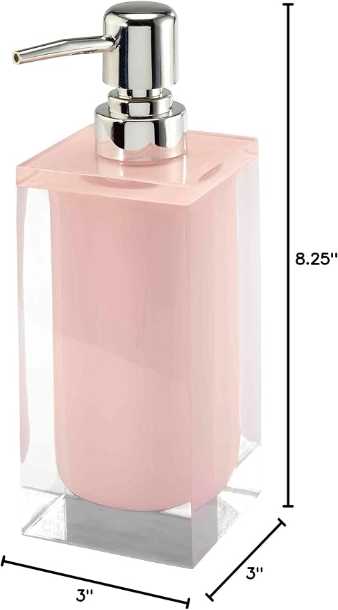 Izod - Lotion Pump/Soap Dispenser, Resin Countertop Accessories, Dorm Room Essentials, Perfect for Lotion, Soap & Sanitizer (Marina Collection, Pink)