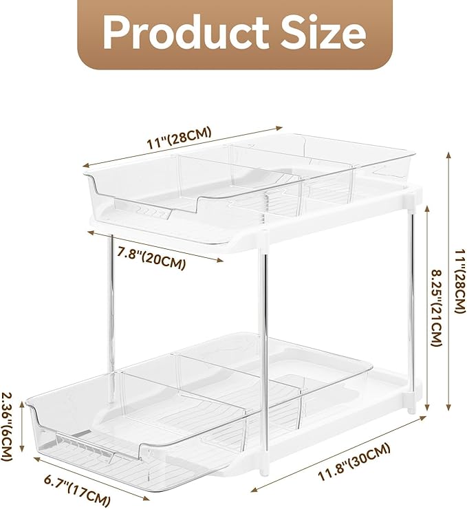 2-Tier Closet organizers and storage,Bathroom organizers and storage,drawer organizer,2-Tier Multi-Purpose Bathroom,Stackable Kitchen Organizer,Under Sink Organizer Storage,Pantry organizer