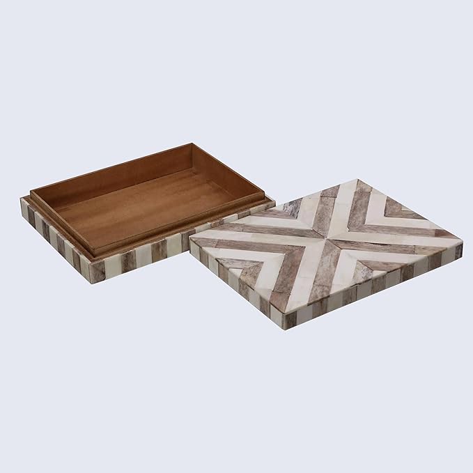 Handicrafts Home Decorative Keepsake Box 8x5 – Small Organizer Box with Lid, Boho Decorative Storage, Retro Memory Box, Unique Coffee Table Décor, Jewelry or Trinket Box, Modern Shelf Decorative Box