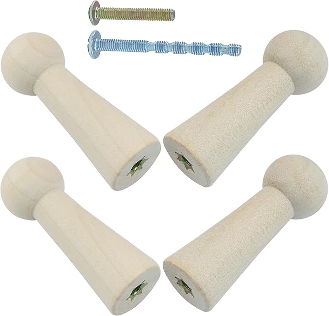 10Pcs Wooden Screw-On Hooks, Solid Wooden Wall Hooks Screw-On Coat Hooks, DIY Wood Coat Hooks for Hanging Jacket/Towel/Mug/Clothes Crafts(Style-3,Unpainted)