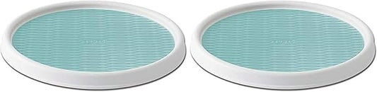 Copco 5234754 Non-Skid Pantry Cabinet Lazy Susan Turntable, 12-Inch, White/Aqua (Pack of 2)