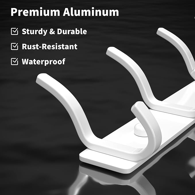 White Wall Mounted Coat Rack - 15 Inch Arc Shaped Design with 6 Hooks for Hanging Coats, Bags, and Towels in Entryway, Livingroom, Bedroom, Bathroom, and Kitchen, 2 Pack