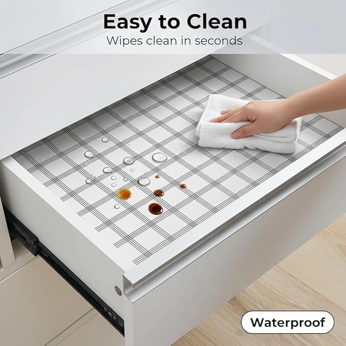 Coavas Extra Grip Thickened Shelf and Drawer Liner - Non-Adhesive Non-Slip Waterproof Mats for Kitchen Cabinets, Drawers, Shelves, Dresser & Cupboard, Easy Cut DIY (Stripe, 17.5IN x 10FT)