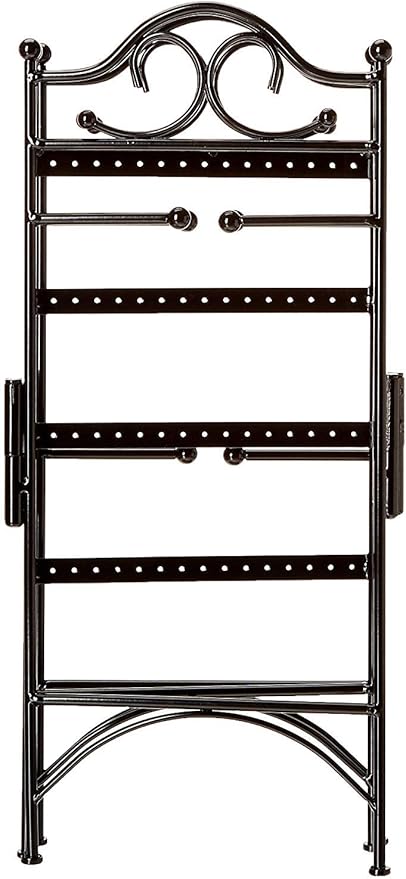 Mango Steam 3-Panel Folding Organizer for Hanging Earrings, Bracelets, & Necklaces, Black
