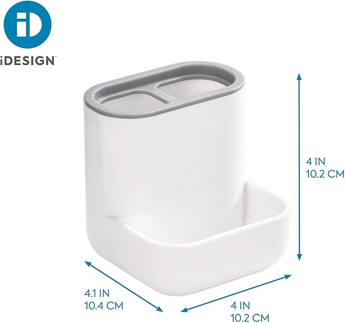 iDesign Cade Center for Bathroom Countertops, Desks, Vanities-White and Gray