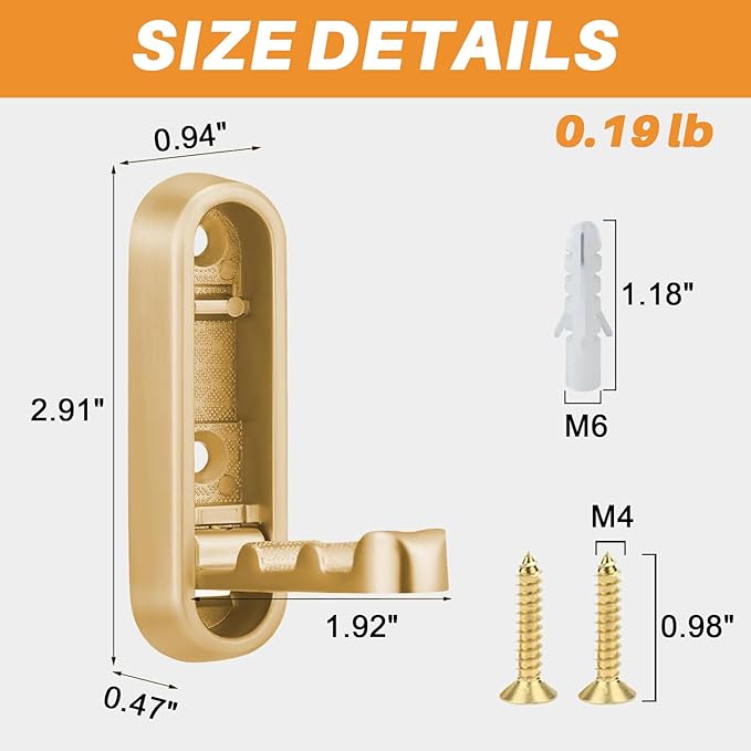 6PCS Folding Wall Hooks, Foldable Coat Hooks Heavy Duty Foldable Hook Bathroom Towel Hooks Robe Hooks Wall Mounted for Bathroom, Closet, Entryway, Pool, and Kitchen (Round-Gold)