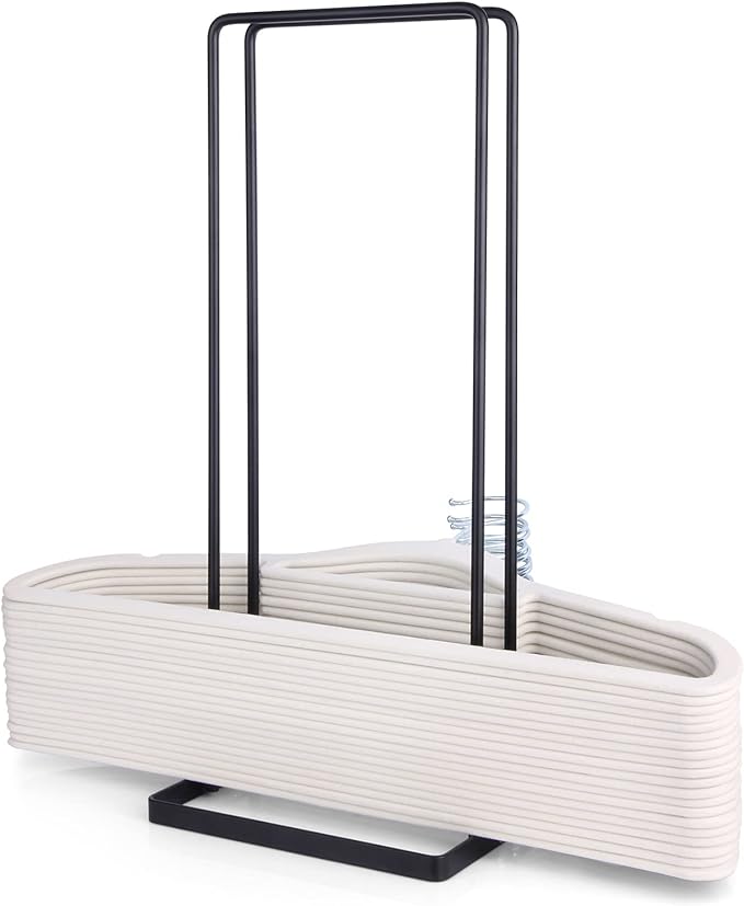 Hanger Organizer Stacker,Storage Rack Holds up to 58 Velvet Hangers for Closet & Laundry Room,Portable Hanger Holder Keeps Adult & Children's Hangers Neat & Tidy