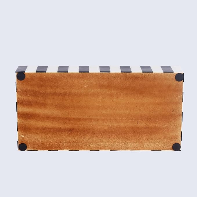 Handicrafts Home Large Decorative Storage Box with Lid – Black and White Coffee Table Storage Box, Remote Control Holder, Keepsake Storage Box for Living Room & Shelf Decor – Puzzle Check 12 x 6 x 2
