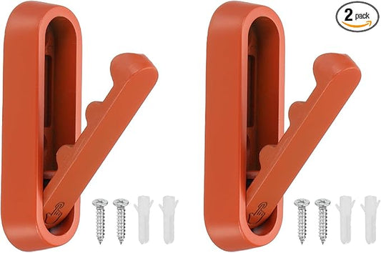 uxcell 2Pcs Foldable Wall Hooks, Aluminum Alloy Heavy Duty Wall Mounted Folding Coat Hooks with Mounting Accessories Space-Saving for Hanging Coat Towels Hat Bags, Oval, Matte Orange