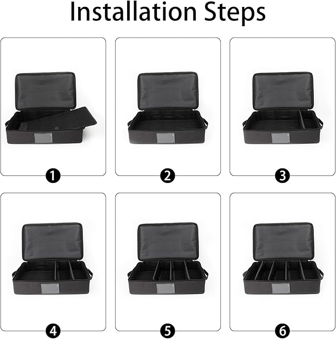 Flatware Storage Case-5 Compartment Silverware Storage Container Box with Removable Lid and Easy to Carry Handles,Cutlery Storage Holder with Zipper Lid for Organizing Cutlery