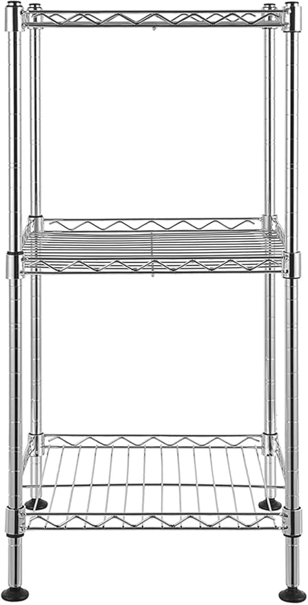 FOXHOLE 3-Tier Wire Shelving Rack Metal Storage Shelf Unit for Laundry Bathroom Kitchen Pantry Closet, Silver 11.81" W x 11.81" D x 23.62" H