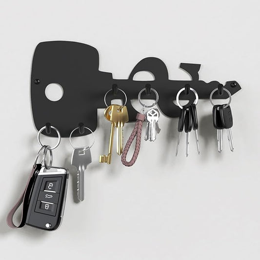 PMMASTO Key Holder Wall Mounted, Key Hooks for Wall, Stainless Steel Black Key Organizer with 6 Hooks, Decor Rack for Entryway, Hallway, Garage, Mudroom, Office