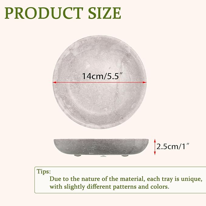 Hipiwe Small Key Bowl for Entryway Nightstand Organizer Tray Travertine Decorative Bowls Round Ring Holder Dish for Candle Trinket Jewelry Dish Home Decor Bowl,5.5"