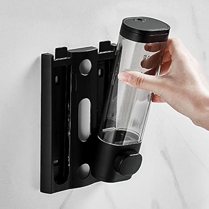 1-Chamber Soap Dispensers Wall Mount,400ml Bathroom Shower Pump Dispenser,Press Manually Lotion Shower Soap Dispenser Usefor Home,Bath,Kitchen,Hotels,Restaurants(Black)