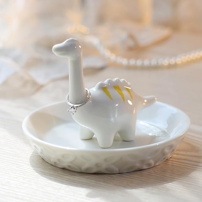 HOME SMILE Cute Dinosaur Ring Holder for Jewelry, Christmas Thanksgiving Day Birthday Gifts for Women Girls